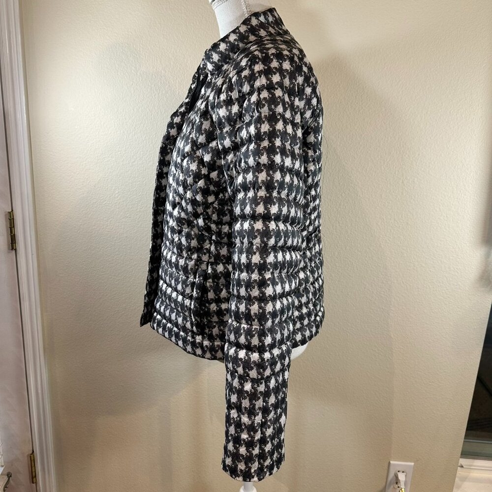 Land's End Black and White Dragon Tooth Down Filled Puffer jacket, size M, 10-12 - Picture 2 of 9